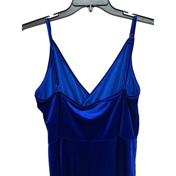 Blue Velvet Babydoll style Spaghetti Strap Mini Dress Adjustable Straps Y2K - Picture 5 of 9